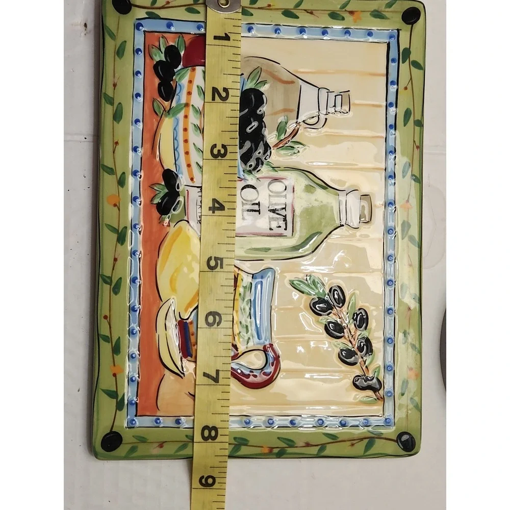 Ellen Crimi-Trent Ceramic Trivet La Cucina Olive's & Oil‎ Pattern 2003